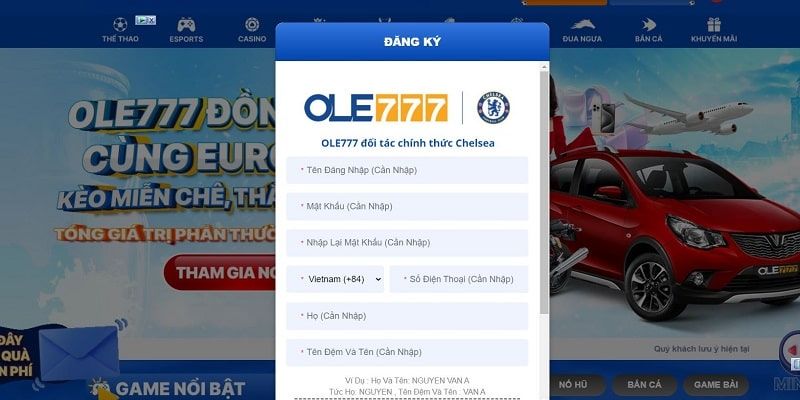 Hướng dẫn hội viên quy trình đăng ký ole777
